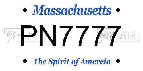 PN7777 Massachusetts License Plate