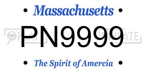 PN9999 Massachusetts License Plate