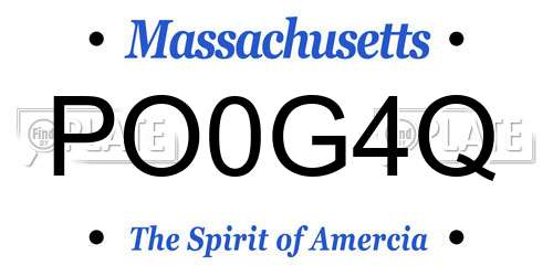 PO0G4Q Massachusetts License Plate