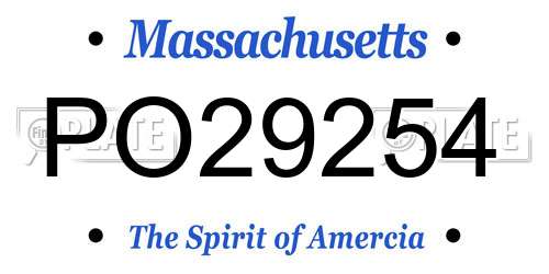 PO29254 Massachusetts License Plate