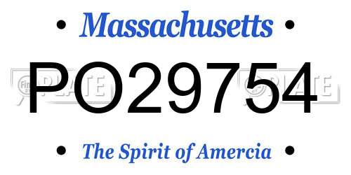 PO29754 Massachusetts License Plate