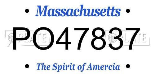 PO47837 Massachusetts License Plate