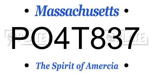 PO4T837 Massachusetts License Plate