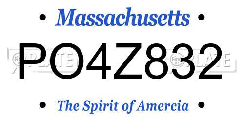 PO4Z832 Massachusetts License Plate