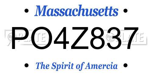 PO4Z837 Massachusetts License Plate
