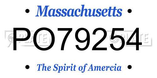 PO79254 Massachusetts License Plate