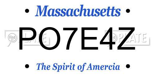 PO7E4Z Massachusetts License Plate
