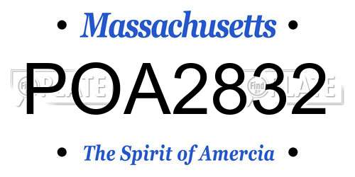 POA2832 Massachusetts License Plate