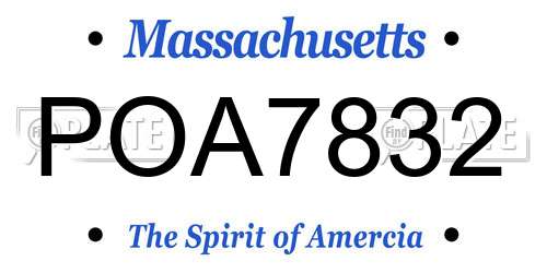 POA7832 Massachusetts License Plate