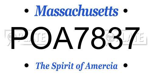 POA7837 Massachusetts License Plate