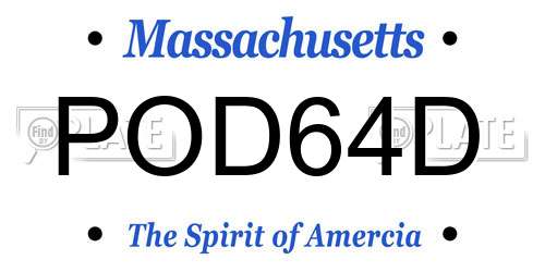 POD64D Massachusetts License Plate