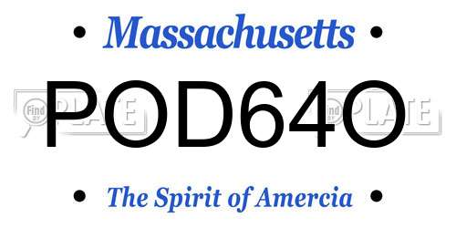 POD64O Massachusetts License Plate