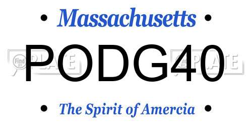 PODG40 Massachusetts License Plate