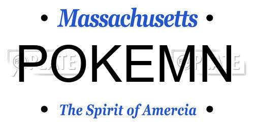 POKEMN Massachusetts License Plate