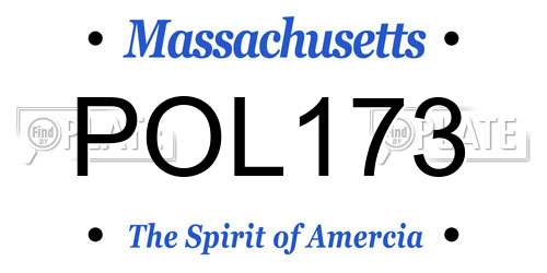 POL173 Massachusetts License Plate