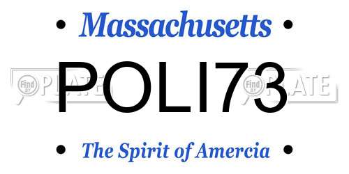 POLI73 Massachusetts License Plate