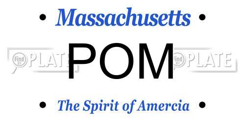 POM Massachusetts License Plate
