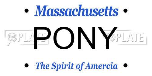 PONY Massachusetts License Plate