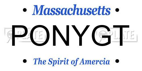 PONYGT Massachusetts License Plate
