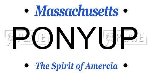 PONYUP Massachusetts License Plate