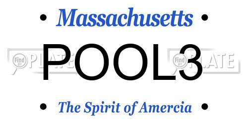 POOL3 Massachusetts License Plate