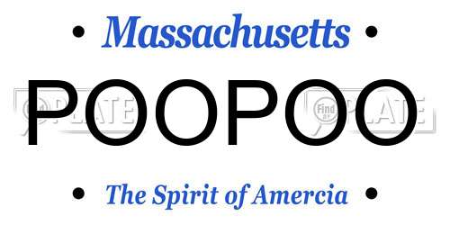 POOPOO Massachusetts License Plate