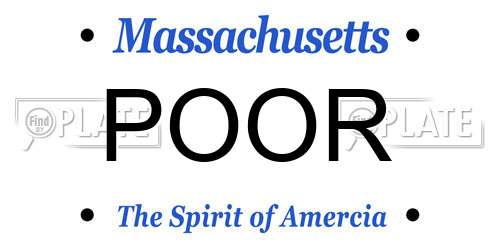 POOR Massachusetts License Plate