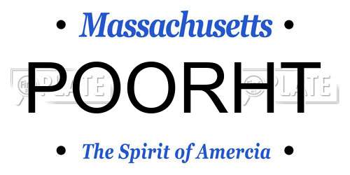 POORHT Massachusetts License Plate