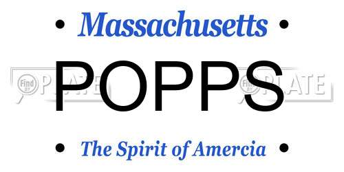 POPPS Massachusetts License Plate
