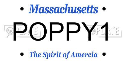POPPY1 Massachusetts License Plate