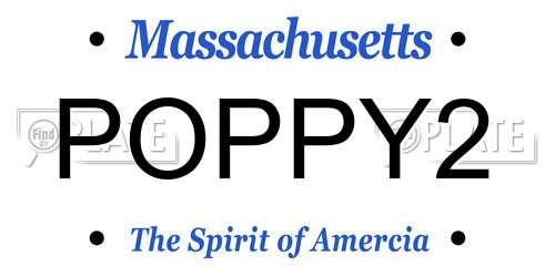 POPPY2 Massachusetts License Plate