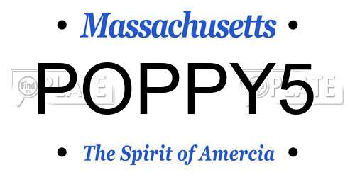 POPPY5 Massachusetts License Plate