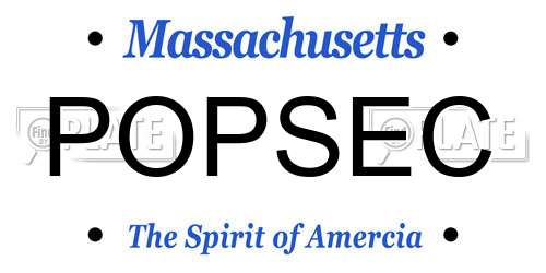 POPSEC Massachusetts License Plate