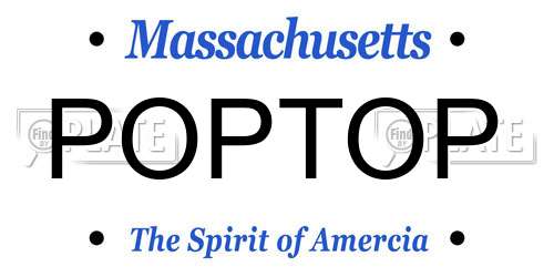 POPTOP Massachusetts License Plate