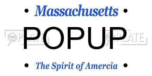 POPUP Massachusetts License Plate