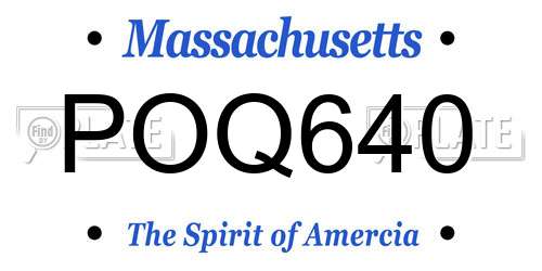 POQ640 Massachusetts License Plate