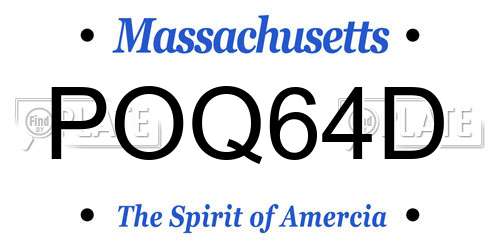 POQ64D Massachusetts License Plate