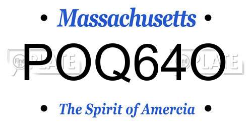POQ64O Massachusetts License Plate