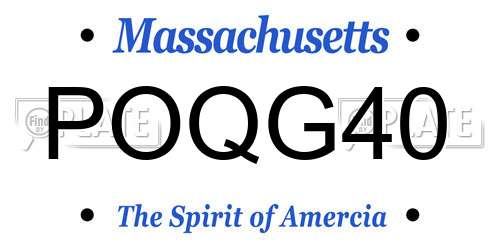 POQG40 Massachusetts License Plate