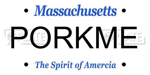 PORKME Massachusetts License Plate
