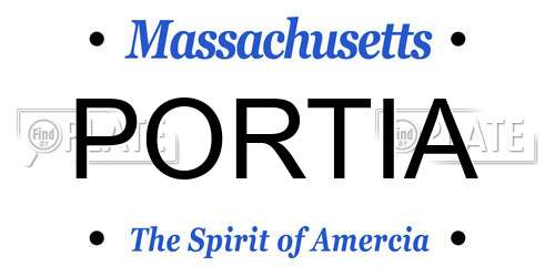 PORTIA Massachusetts License Plate