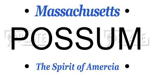 POSSUM Massachusetts License Plate