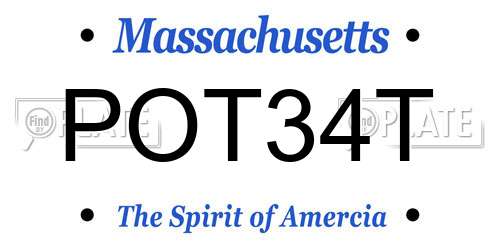 POT34T Massachusetts License Plate