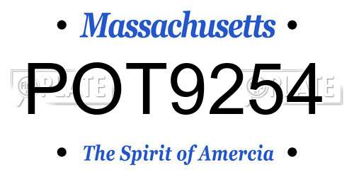 POT9254 Massachusetts License Plate