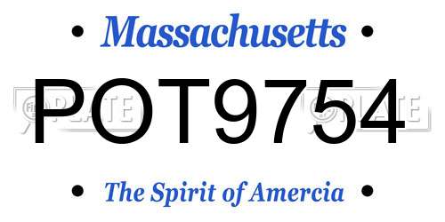 POT9754 Massachusetts License Plate