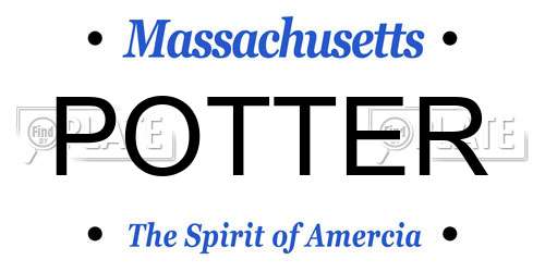POTTER Massachusetts License Plate