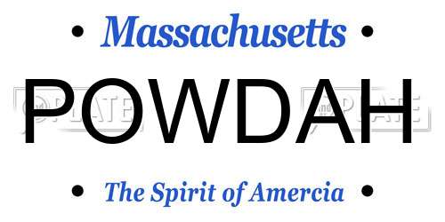 POWDAH Massachusetts License Plate