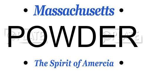 POWDER Massachusetts License Plate