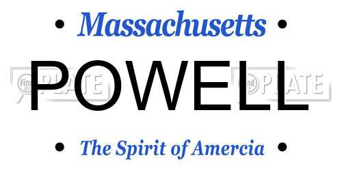 POWELL Massachusetts License Plate