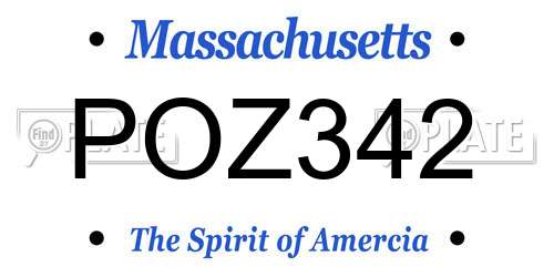 POZ342 Massachusetts License Plate